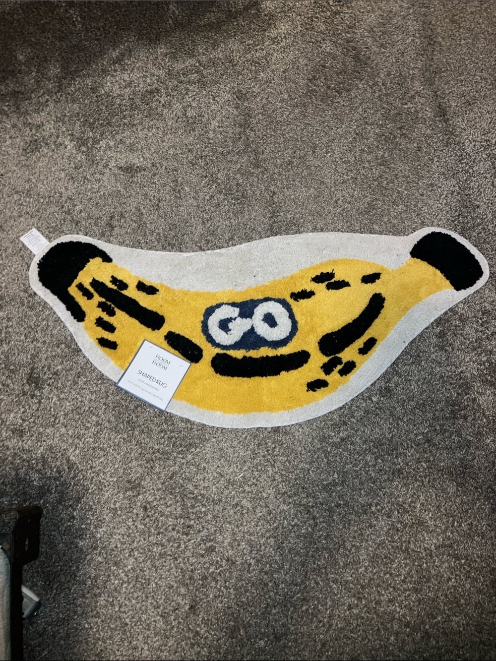 Room 2 Room Playful Yellow Banana Door Mat Black Accents 17” X 39” New